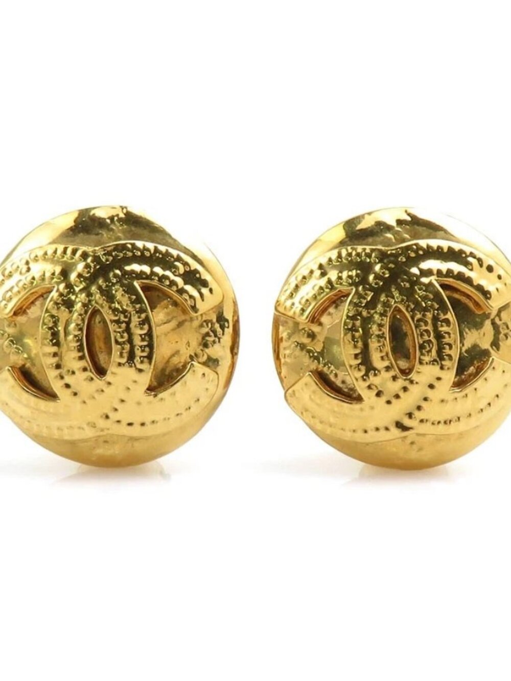 CHANEL Vintage CC Logo Clip on Earrings Gold Metal -